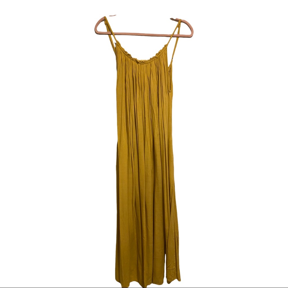 Indah Yasmine Solid Maxi Dress Saffron